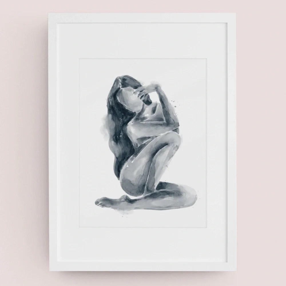 Watercolor Abstract Nude Woman Portrait Print Poster Unframed - Picture 10 of 17